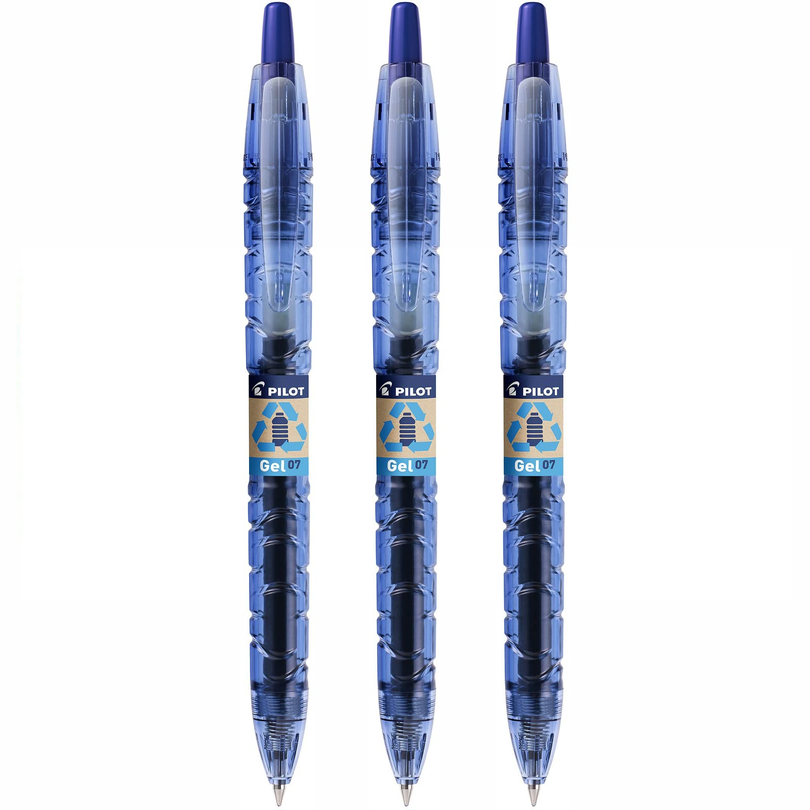 Pilot B2P Gel Ink Ballpoint Pens Pack of 3Medium 0.7mm line 0.4mm Blue Paste