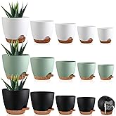 Remerry 15 Pcs 7/6.5/6/ 5.5/5 Inch Self Watering Planters with Drainage Hole Plant Pots Plastic Flower Pots Indoor Plant Pots Self Watering Pots and Saucer Reservoir for Indoor Outdoor Plant Flower
