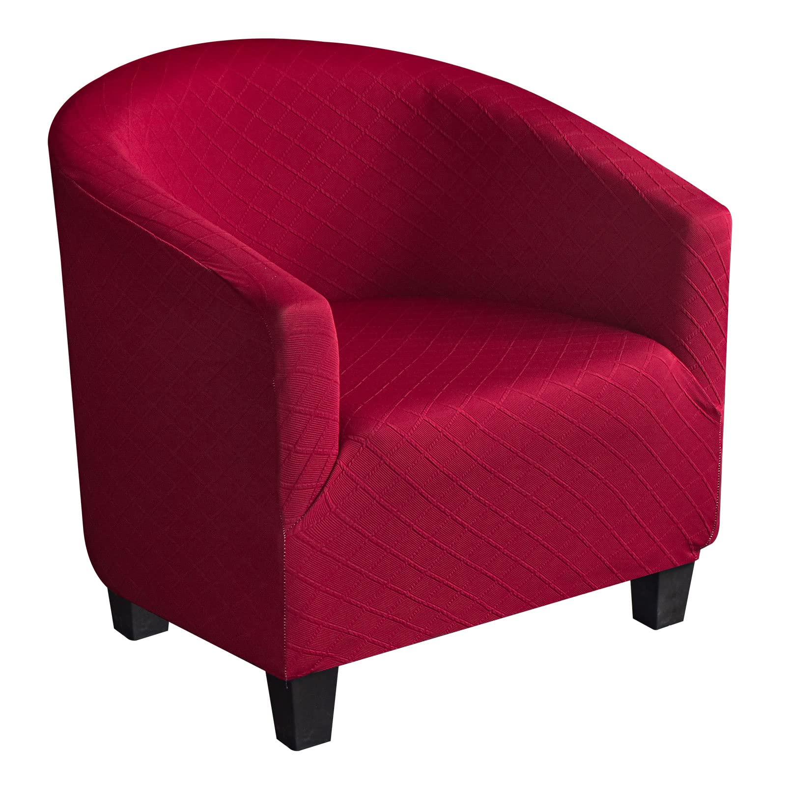 Mingfuxin Tub Chair Cover, Stretch Club Chair Slipcovers Polyester Spandex Jacquard Round Barrel Armchair Sofa Covers Slipcovers Protector for Dining Living Room(Solid-Red, Polyester Spandex)