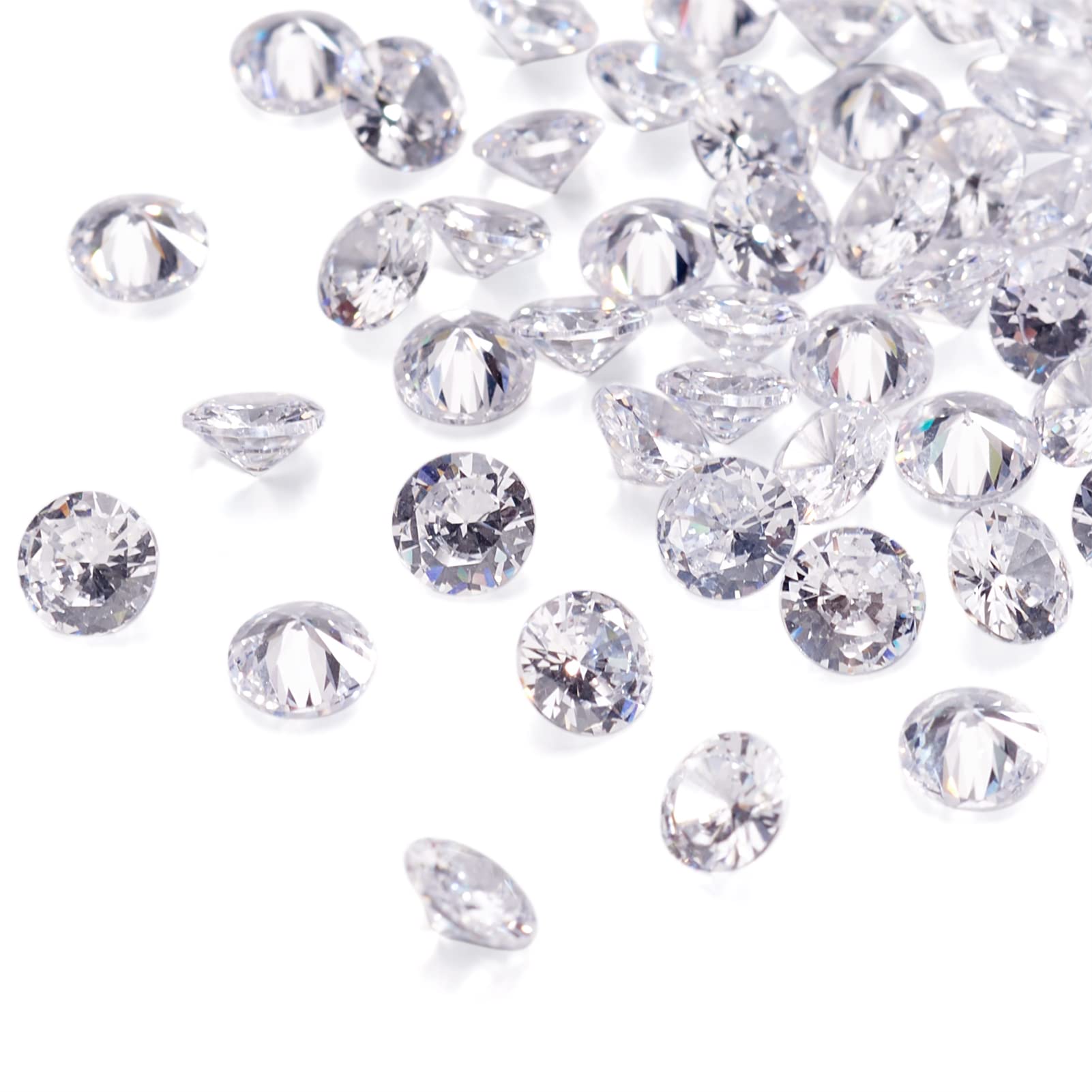 Cheriswelry 50pcs 4mm Crystal Clear Diamond Cubic Zirconia Cabochons Faceted Loose CZ Stones Rhinestone for Jewellery Crafts Making