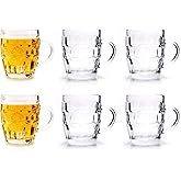 QUANSHANGJU 6 Pack Dmple beer mugs, Glasses with Handle, 17 Ounce Glass Steins, Classic Beer Mug glasses Set