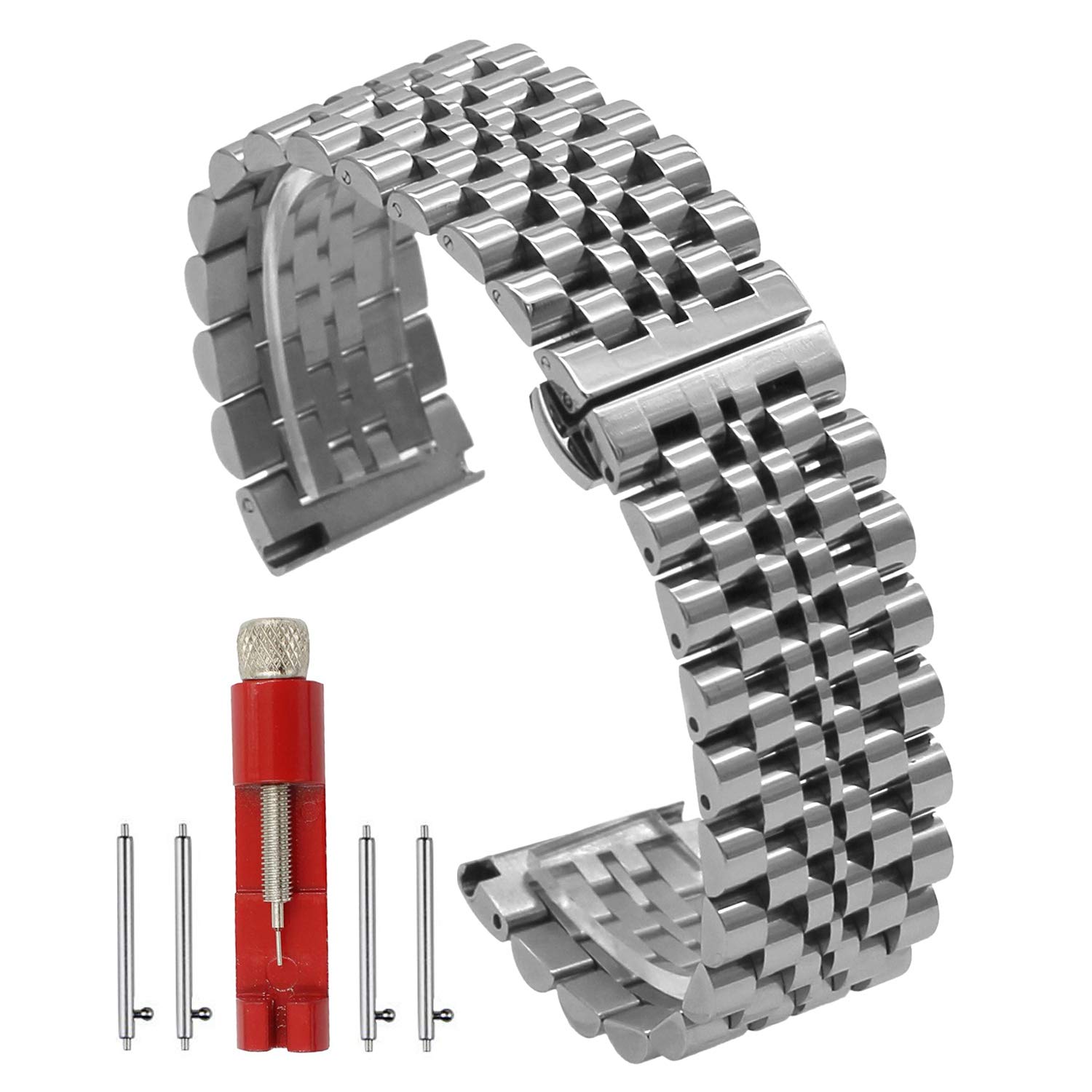 Quick Release Watch Band Silver/Black Polishing Stainless