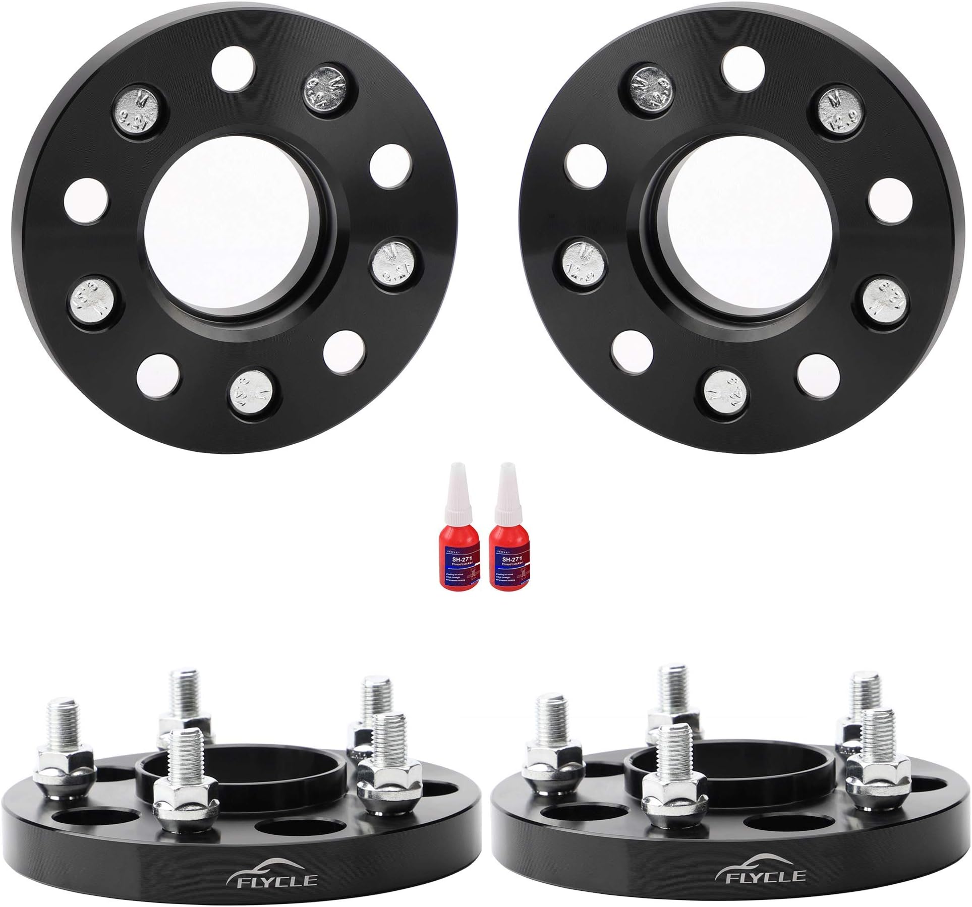 FLYCLE 4pcs 20mm Hubcentric 5x120 Wheel Spacers with 12x1.5 Studs 72.56mm Bore for BMW 128i 135i 318is 325Ci 325xi 330Ci 330i 330xi 525i 528e 540i 633CSi 635CSi M3 M5 Z3 Z4