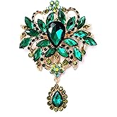 LAXPICOL Wedding Bridal Big Brown Crystal Rhinestone Bouquet Brooch Pin for Women Golden Tone