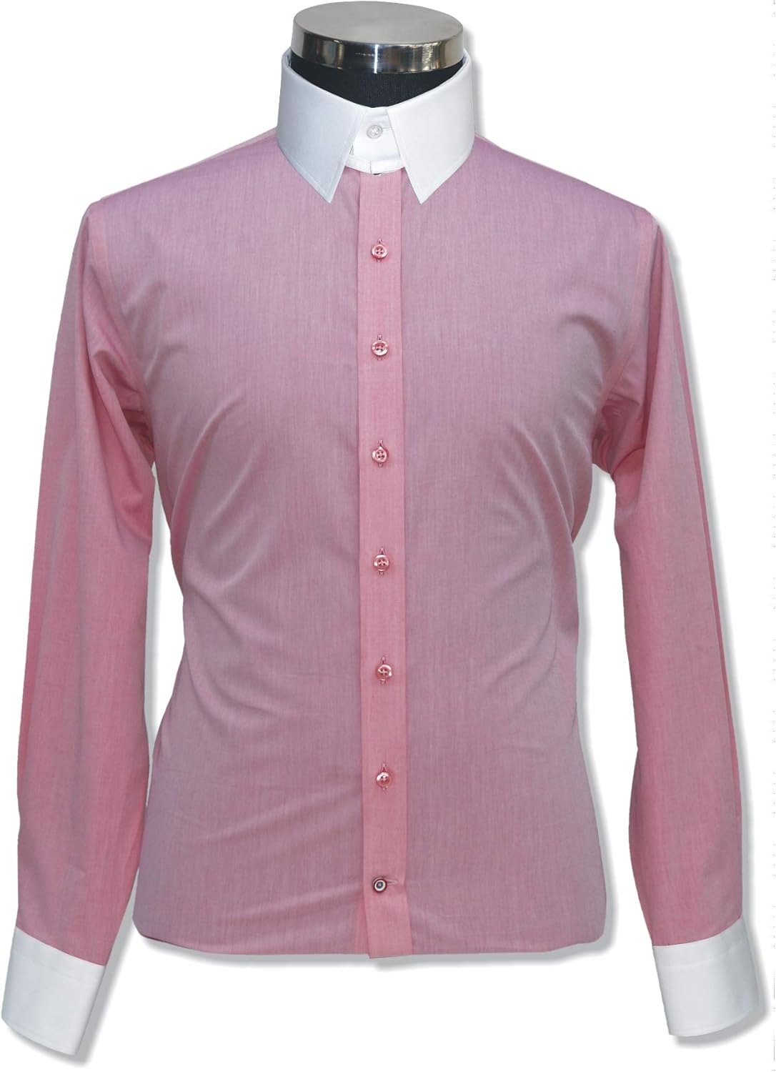 WhitePilotShirts Mens Tab Collar Pink Melange Bankers Shirt 100 Cotton