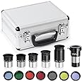 CelticBird 1.25" Eyepiece and Filter Set with a Carry Case-Telescope Accessory Kit (13 Piece) - 5pcs Plossl Eyepieces & 5pcs Color Filters & a 2X Barlow Lens & a Moon Filter & a Polarizing Filter