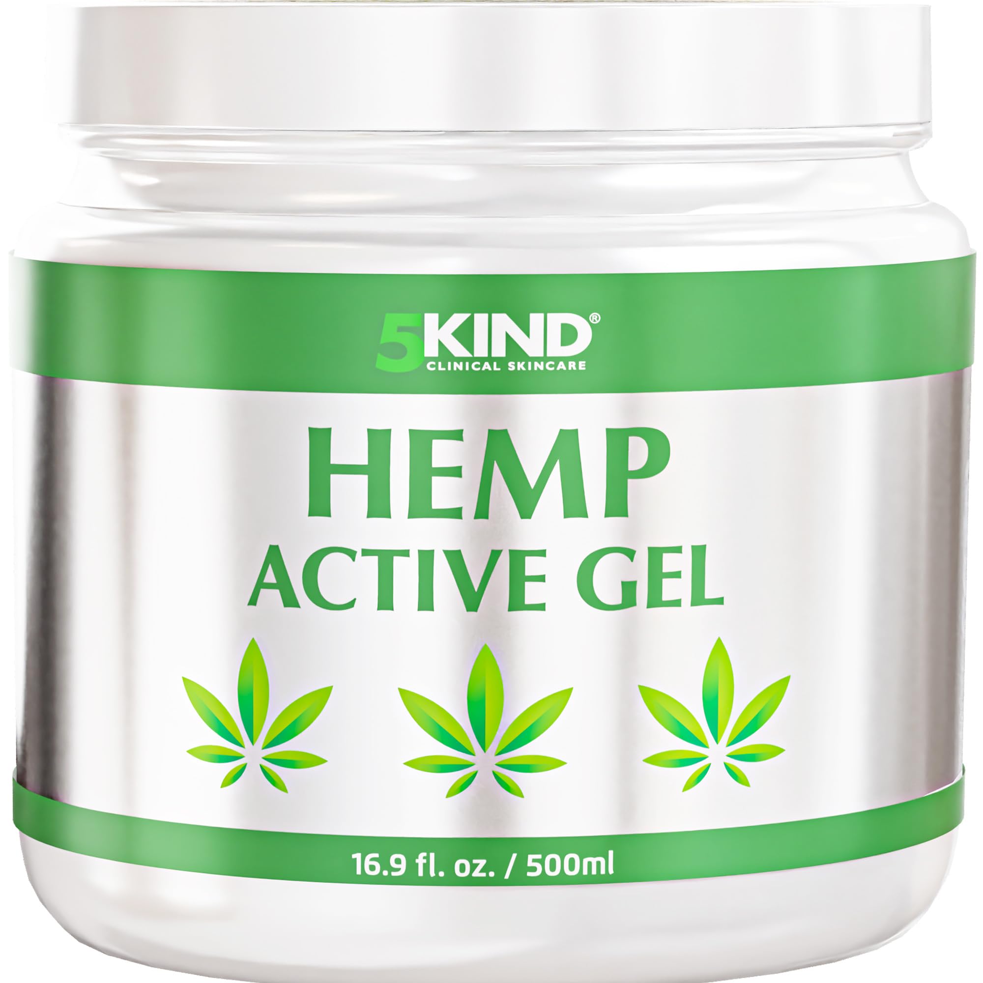 5kind Hemp Active Gel 500ml - High Strength Hemp Oil Formula - Natural Massage Gel for Back, Muscles, Feet, Knees, Neck & Shoulders - Hemp Gel Muscle Rub Rich in Natural Extracts