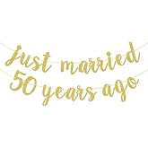 Just Married 50 Years Ago Banner, We Still Do Banner, 50th Anniversary Party Decorations, Gold Glitter