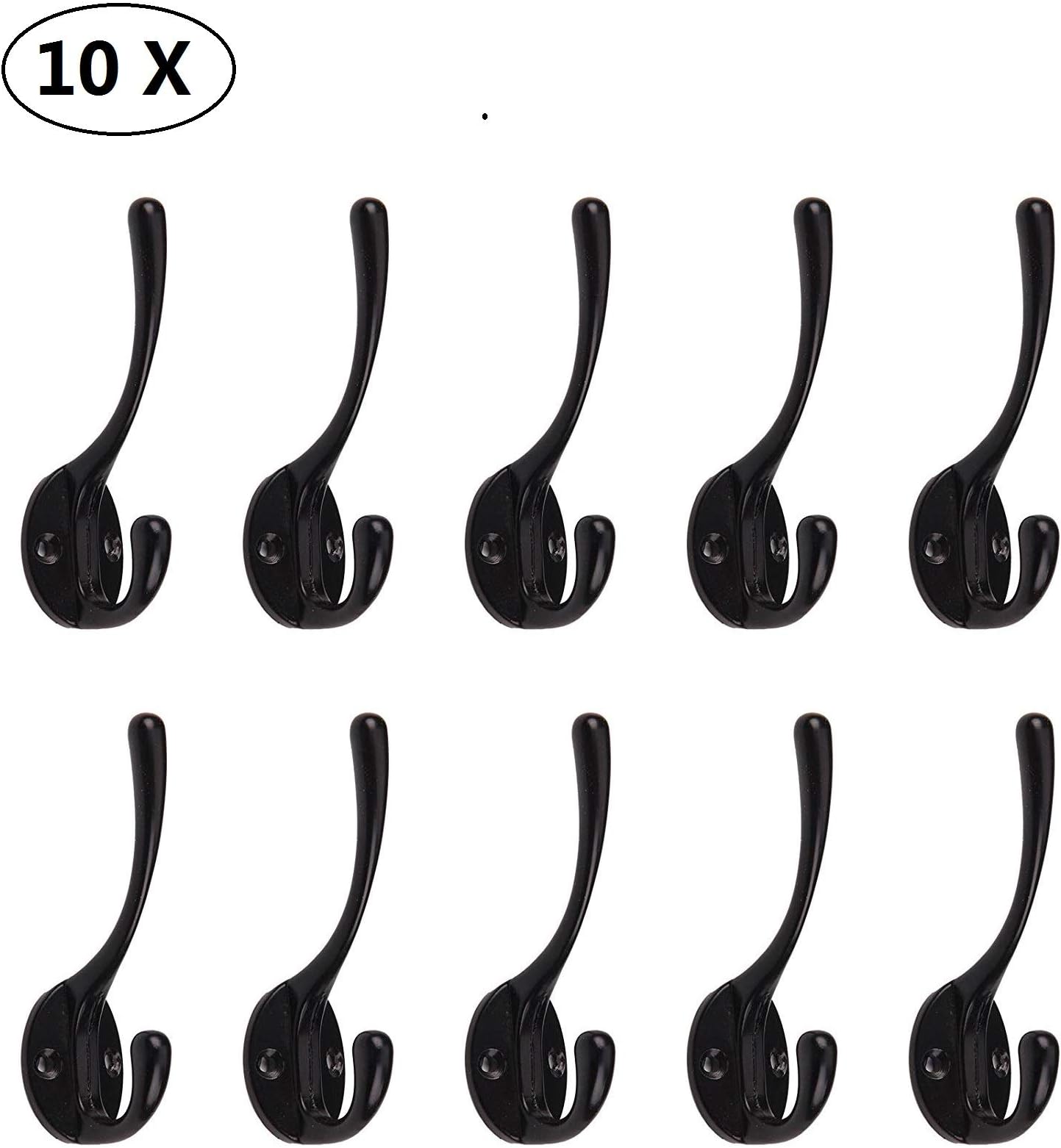 MultiWare 10pcs Coat Hooks Heavy Duty Coat Hooks Wall Mounted with Screws Classic Industrial Style Iron Hanger for Hanging Coat Scarf Bag Towel Key Cap