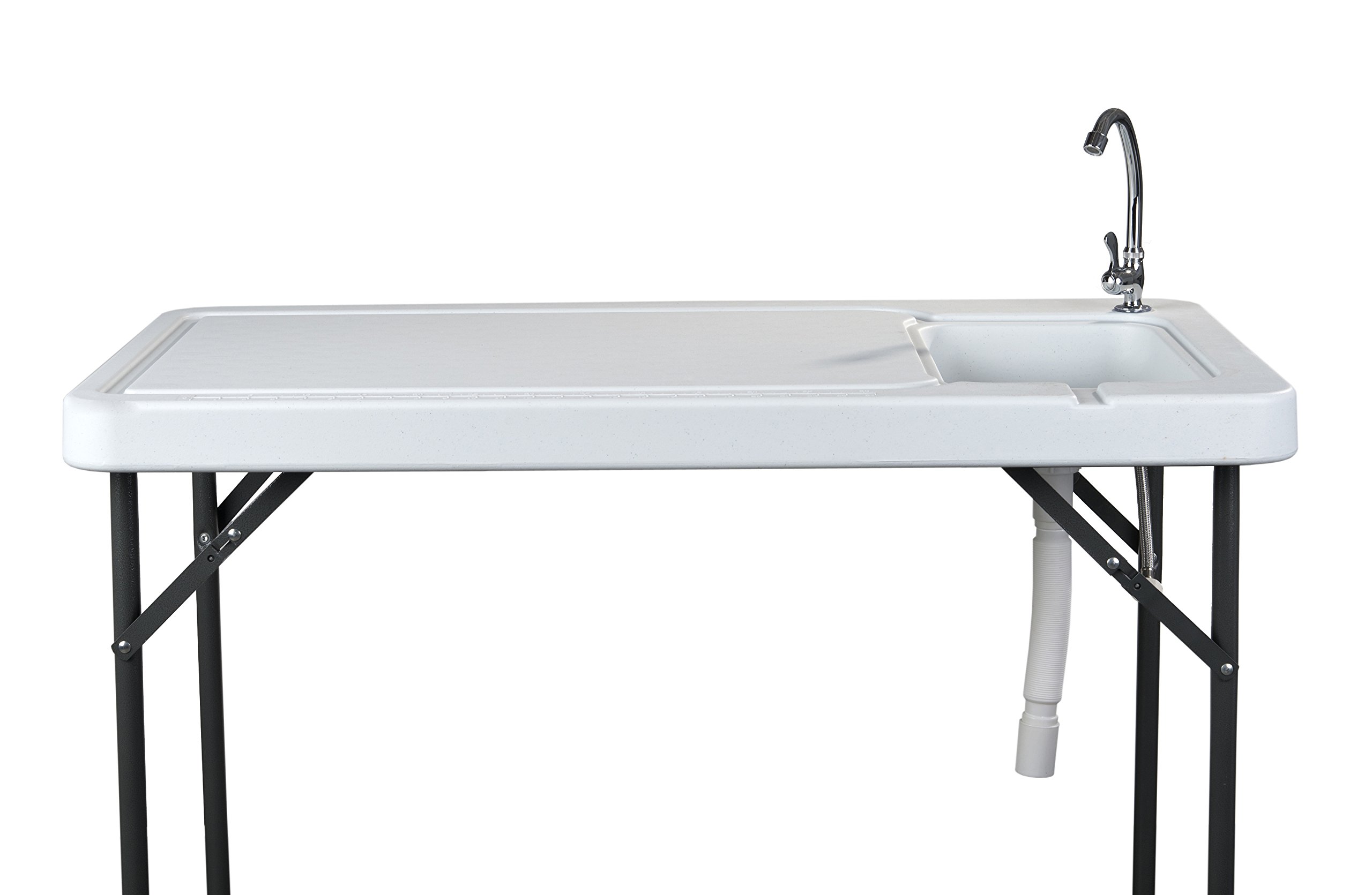 Organized Fishing Lightweight Folding Fillet Table with Locking Legs, Drain Assembly and Faucet, FT-001