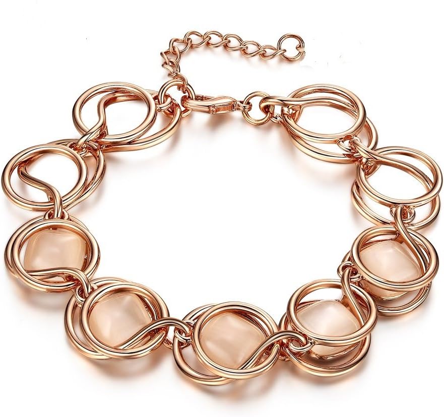 Narlino 18K Rose Gold Plated Opal Mother of Pearl Bracelet