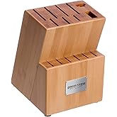 Ergo Chef Crimson Series Bamboo Knife Storage Block 15-Slot Universal Holder for Easy Kitchen Organization, Knives Not Included