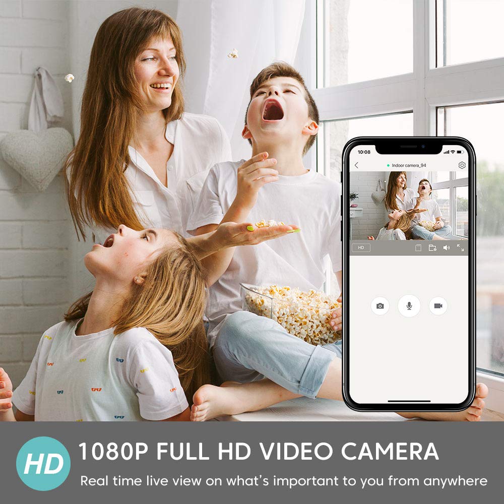 Linkind Indoor Security Camera, 1080p WiFi Smart Home Camera with Wide Angle Lens/Motion Detection/2-way Audio, IR Night Vision, MicroSD Support(Not Included), White