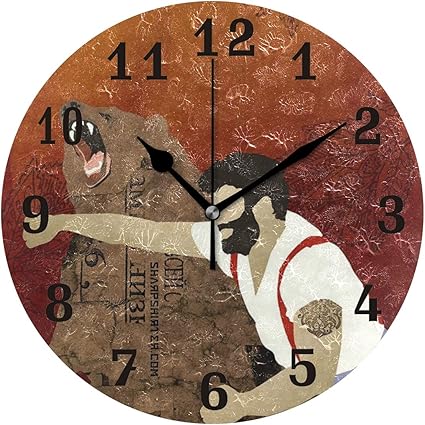 Qmin Horloge Murale Humoristique En Forme D Ours Horloge Ronde Silencieuse Sans Tic Tac Pour Chambre A Coucher Salon Cuisine Bureau Amazon Fr Cuisine Maison