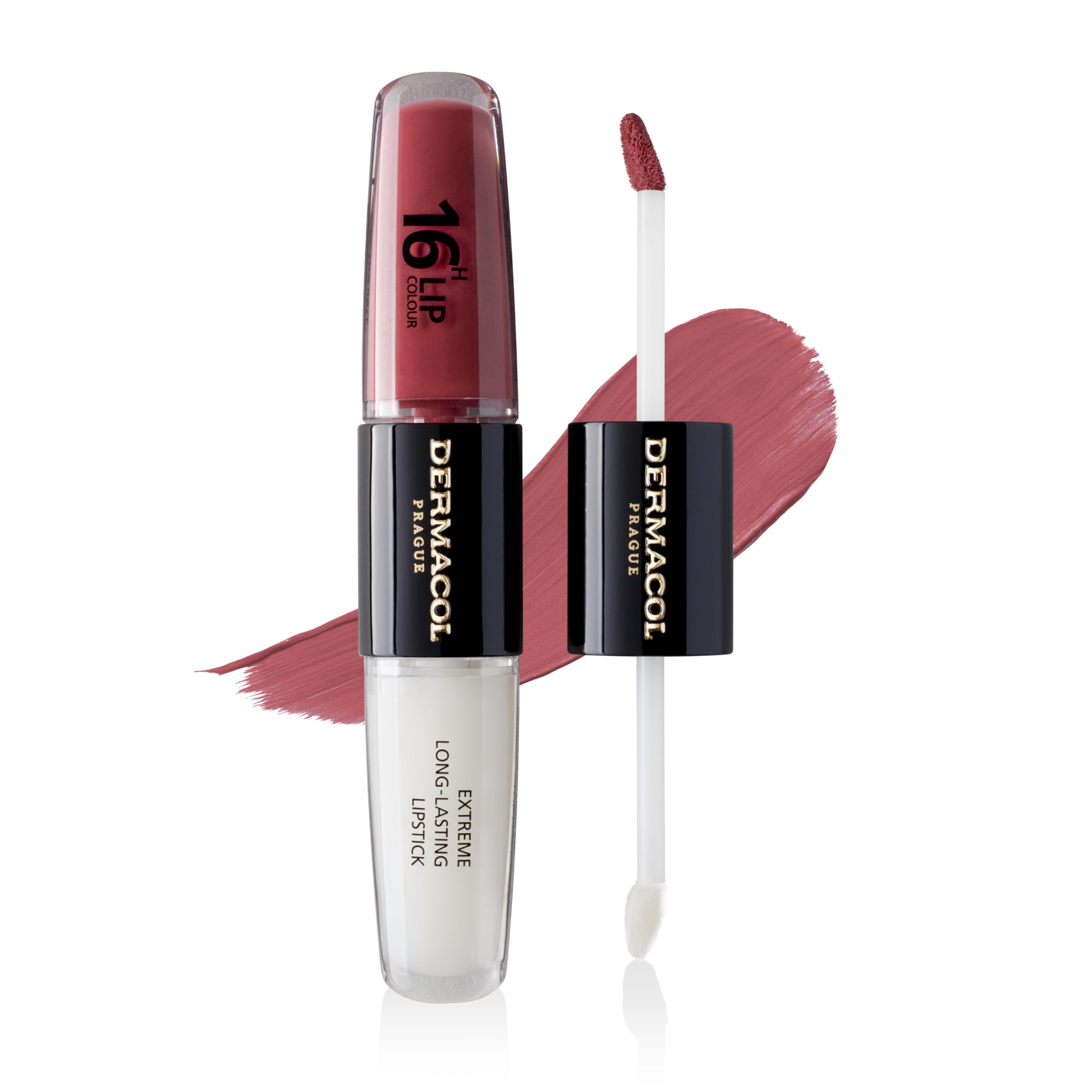 NEW Dermacol - 16-Hour Lip Colour, Highly Pigmented Glossy Lip Stain, Two-Phase Lip Plumper Gloss, Kissproof Lip Makeup Products with Matte and Glitter Finish, n.35