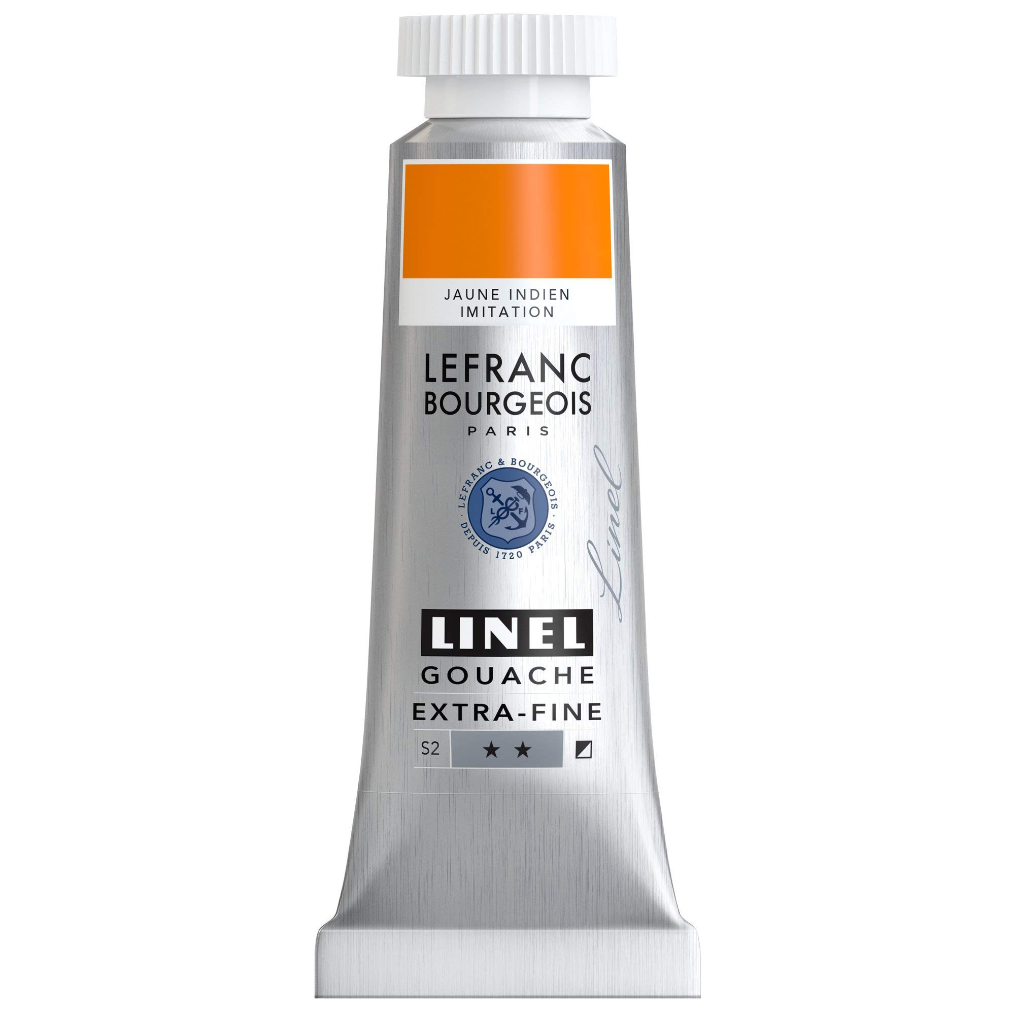 Lefranc Bourgeois 301165 Linel Gouache Extra Fine and Smooth Watercolours with Maximum Colour Intensity, Luminosity for Streak-Free Application, 14 ml Tube - Indian Yellow Colour