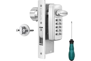 AISECURE Keyless Entry Storefront Mortise Hook Door Lock Commercial Door Locks Mortise,Keypad Mechanical Zinc (Pass Code) 100% Mechanical, No Electronic,Adams Rite Cam Replacement (Silver, 1.1/8" keyless)