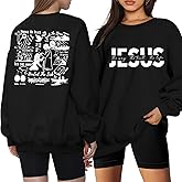 LUKYCILD Christian Sweatshirts for Women Jesus Shirts Bible Verse Inspirational Sweatshirt Oversized Graphic Pullover Tops