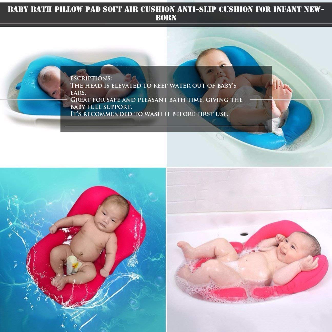 Meueneagrama Com Bebe Coussin Doreiller Coussin Dair Coussin Flottant Siege Souple Anti Derapant Oreiller De Bain Accessoires De Salle De Bains Pour Bebe Nouveau Ne Bleu Le Bain Toilette De Bebe