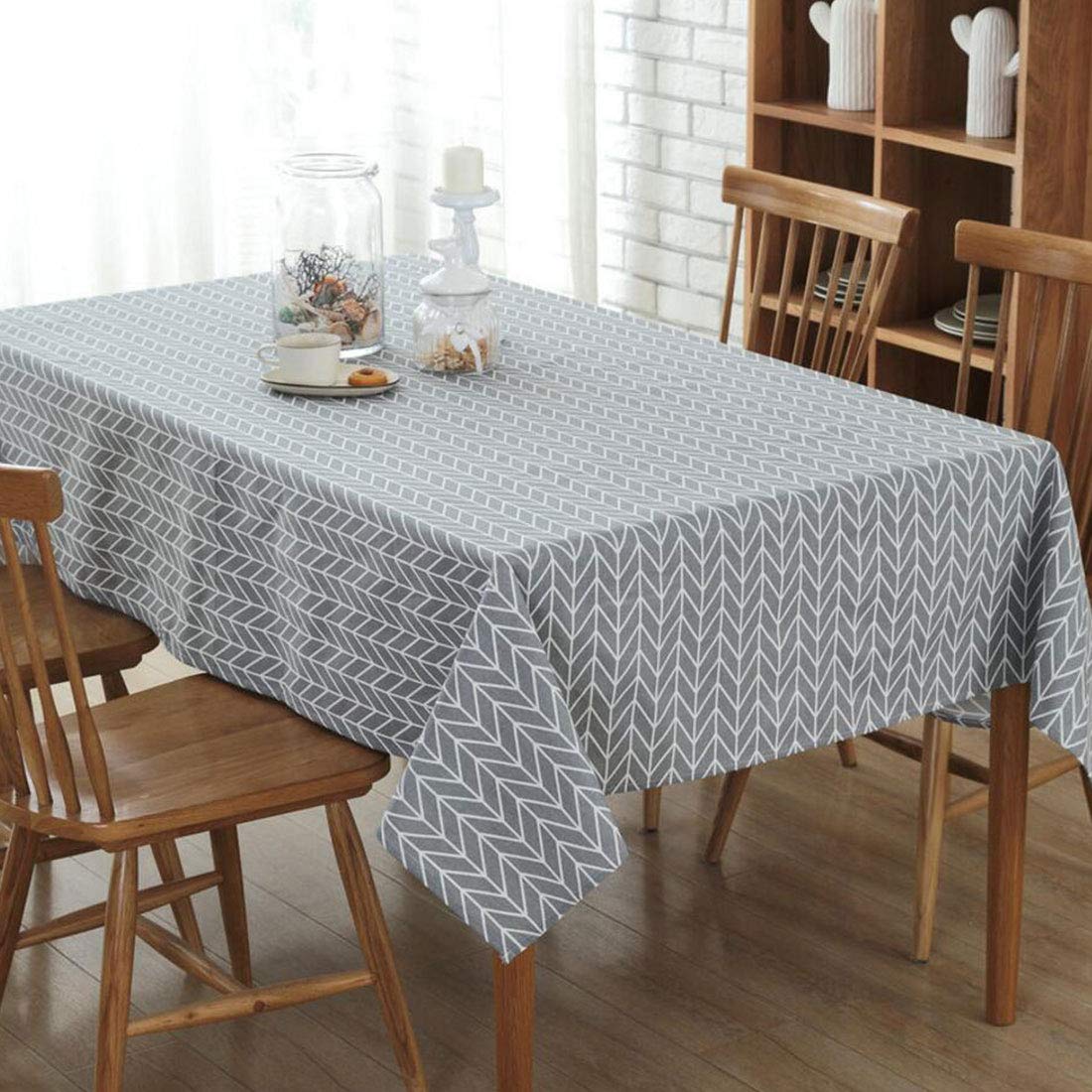 YISHU Washable Rectangular Tablecloth, Easy Care, Water Repellent, Stain Resistant, Synthetic Fibres, Grey, 100 x 140 cm