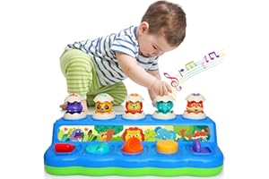 Wanonoo Baby Musical Toys for Babies 6-12 12-18 Months Cause and Effect Pop Up Animal Toys for 1 Year Old Boy Girl Birthday Gift with Music & Light, Educational Learning Sensory Toys for Toddlers 1-3