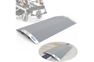 UOKRR Wheelchair Ramp 28.5" W, Bridge Threshold Ramp for Doorways, 1.2''H with 3.5-6''Width Adjustable Supporting, Aluminum Ramp for Wheelchairs