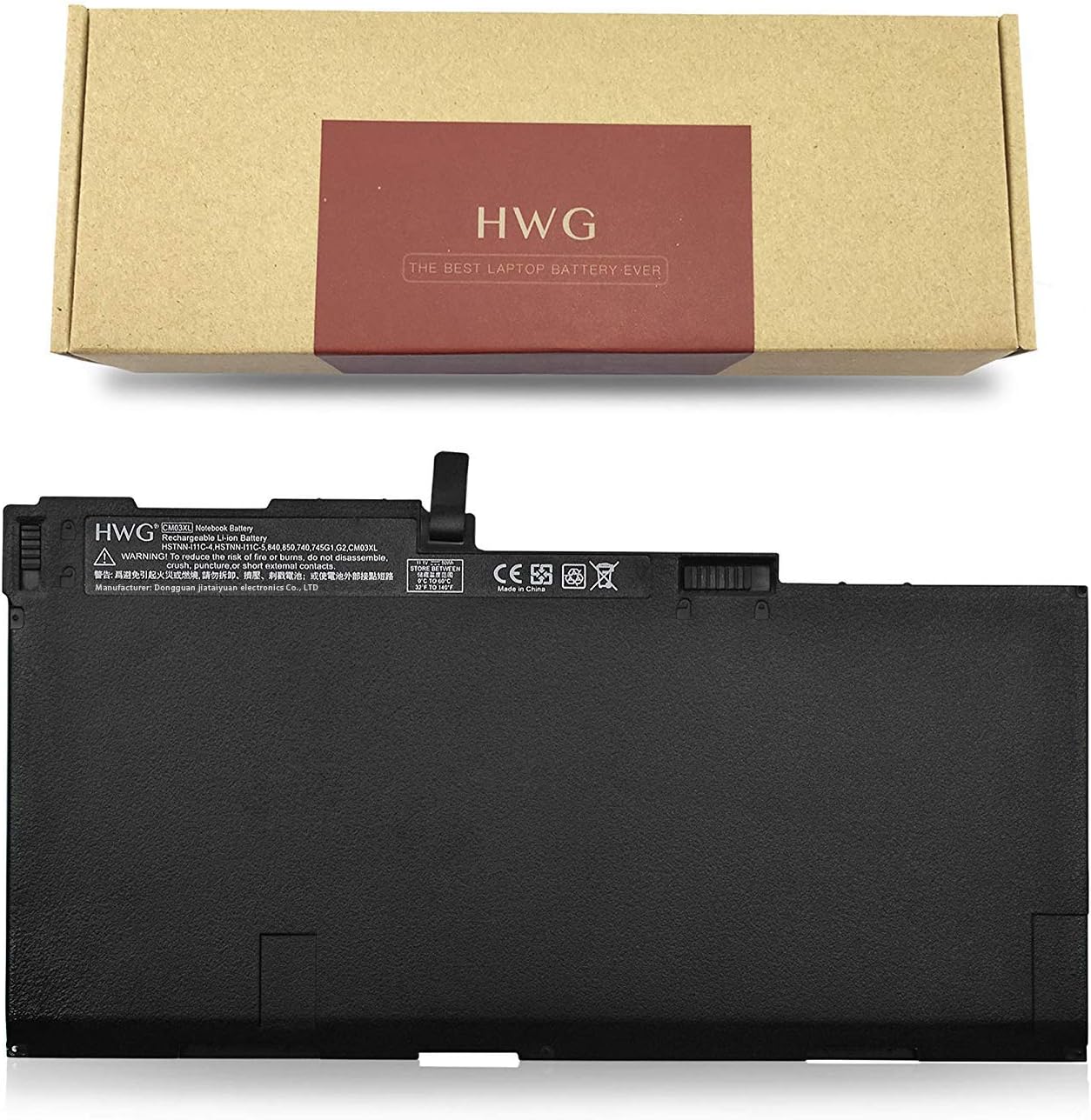 HWG CM03XL Battery Compatible HP EliteBook 740 745 750 840 845 850 G1 G2 Series 717376-001 CO06 CO06XL HSTNN-IB4R HSTNN-DB4Q HSTNN-LB4R HP ZBook 14 [11.1V, 50Wh]