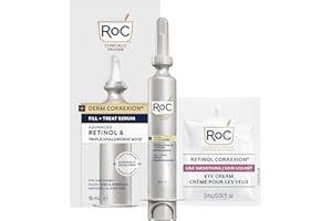 RoC Derm Correxion Fill + Treat Advanced Retinol Serum, Wrinkle Filler Treatment with Hyaluronic Acid for Crow's Feet, 11 Wri