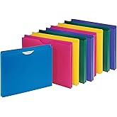 Poly File Jacket, Reinforced Straight Cut Tab, 1’’ Expansion Pocket, Letter Size, Assorted Colors - 10-Pack