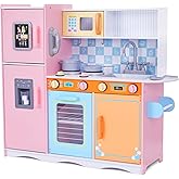 Lil' Jumbl Kids Kitchen Playset, Wooden Kitchen, Ice Dispenser, Colorful | Clicking Knobs, Play Phone &amp; Towel Rack, Toddler Kitchen, Wooden Play Kitchen, Ages 3 and Up