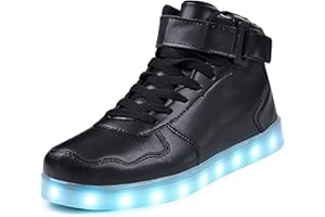 Wooowyet Kids LED Sneakers for Boys Hook&Loop Low Light Up Shoes LED Girls USB Recharging