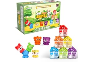 AMYKCNO Learning Toys for Toddlers, Animals for Toddlers 1-3 Year Old, Finger Puppets, Fine Motor Game, Stacking & Sorting Educational Toys, Christmas Birthday Gift for Baby Boys Girls