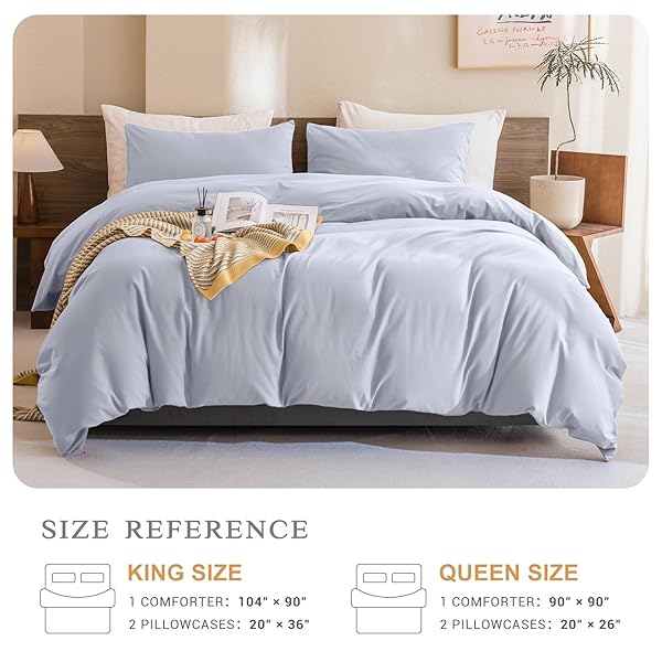 COZYTIDE KING SIZE COMFORTER SET,COTTON LIGHT BLUE BEDDING COMFORTER SET,3 PIECES (1 SOLID COMFORTER AND 2 PILLOWCASES) SOFT LIGHTWEIGHT KING SIZE BEDDING SET FOR ALL SEASON