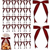 30Pcs 5x7 Inch Self-Adhesive Gift Bows, 11 Colors Available for Gift Wrapping, Wedding, Christmas, Birthday Decor Ribbon Bows with Double-Sided Tape (1In Wide) (Wine Red)