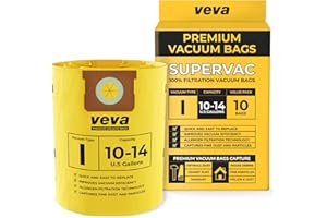 VEVA 10 Pack, 10-14 Gallon Filter Bags for Shop Vac Vacuum - Type I 90672 - High-Efficiency Vacuum Bags
