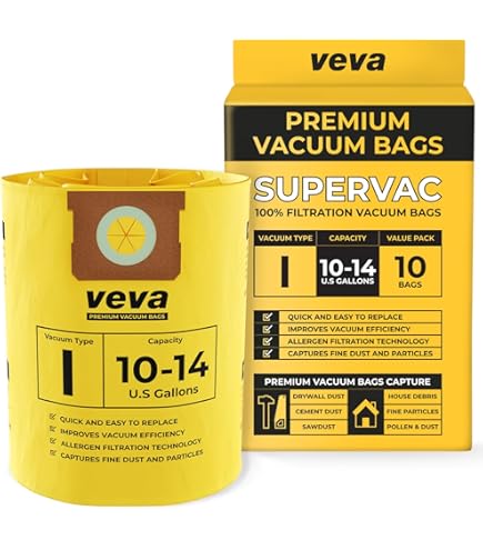 Dustless Technologies Wunderbag Pre-Filter Bags For Shop Vacs - 2 Pack, Fits 8-10 Gallon Wet/Dry Vacuums, Holds 40 Lbs