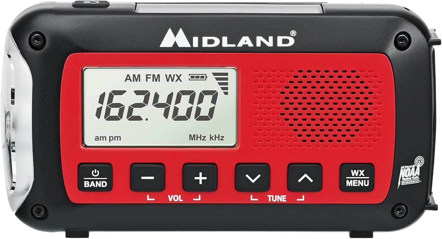 Midland® - ER10VP Weather Radio with Flashlight & Emergency Alert - AM/FM Radio - Compact and Easy to Carry - SOS Strobe Sign
