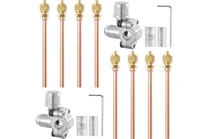 TIGBEAR Bullet Piercing Valve Kit, 1/4 SAE Service Access for 1/4, 5/16, 3/8 Inch Outside Diameter Pipes, HVAC Line for Refrigerator Repair (3.54'' Stem + Retrofit Valve)