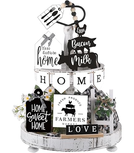Maitys 21-Piece Summer Beach Tiered Tray Decor Set - Farmhouse Coastal Theme With Sea Turtles, Shells, Wood Signs