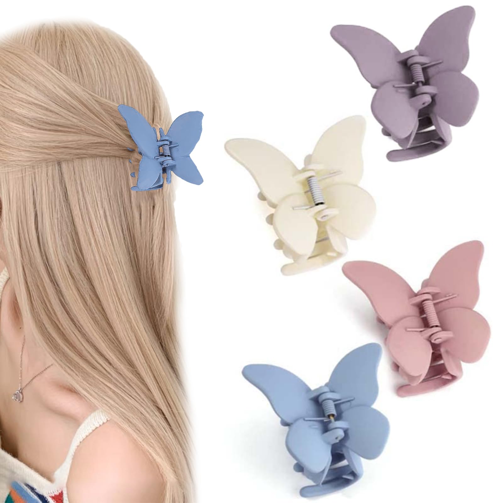 Butterfly Hair Clips Non slip Butterfly Hair Claw Clips 4PCS Strong Hold Hair Clip for Medium Thick Hair 6 Colors French Hair Accessories for Girls and Women