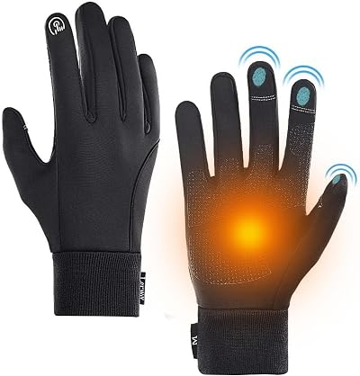 LERWAY Winter Warm Gloves Touchscreen Windproof Water-Resistant Black S