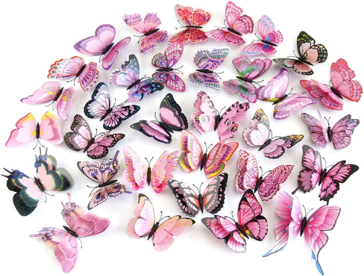 DAGOU Mixed of 12PCS 3D Pink Butterfly Wall Stickers Decor Art Decorations: Home & Kitchen