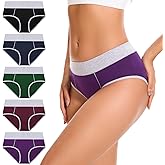 CleainKorte Womens Cotton Underwear Hipster Ladies Panties for Women Mid Rise Coverage Briefs Strech Breathable - 5 Pack