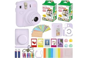 Fujifilm Instax Mini 12 Instant Camera Lilac Purple + Carrying Case + Fuji Instax Film Value Pack (40 Sheets) Accessories Bundle, Color Filters, Photo Album, Assorted Frames