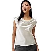 LilySilk 100% Silk Cowl Neck Shirt for Women Sleeveless Elegant Tops for Summer Off Shoulder T Shirt Ladies