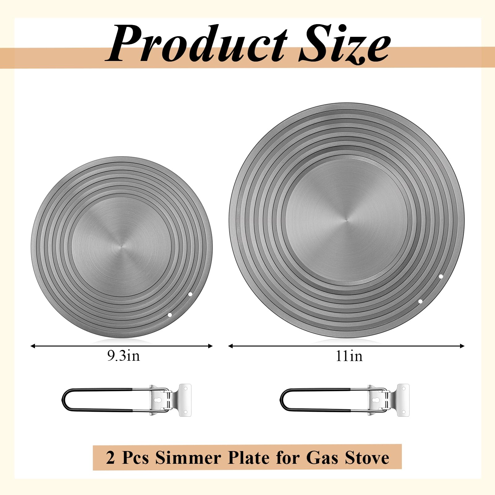 Condition photo showing New/Like New for tujoe 2 pcs simmer plate for gas stove 11 inches and 9.5 inches fast defrosting tray round stove diffuser heat conduction plate with anti scalding handle for electric pot cookware protection
