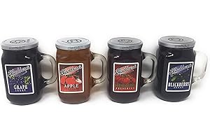 Blackburns Assorted Jellies, 4pk of 18 oz Glass Mugs with a JFS Recipe Card - Apple, Grape, Strawberry and Blackberry Jelly