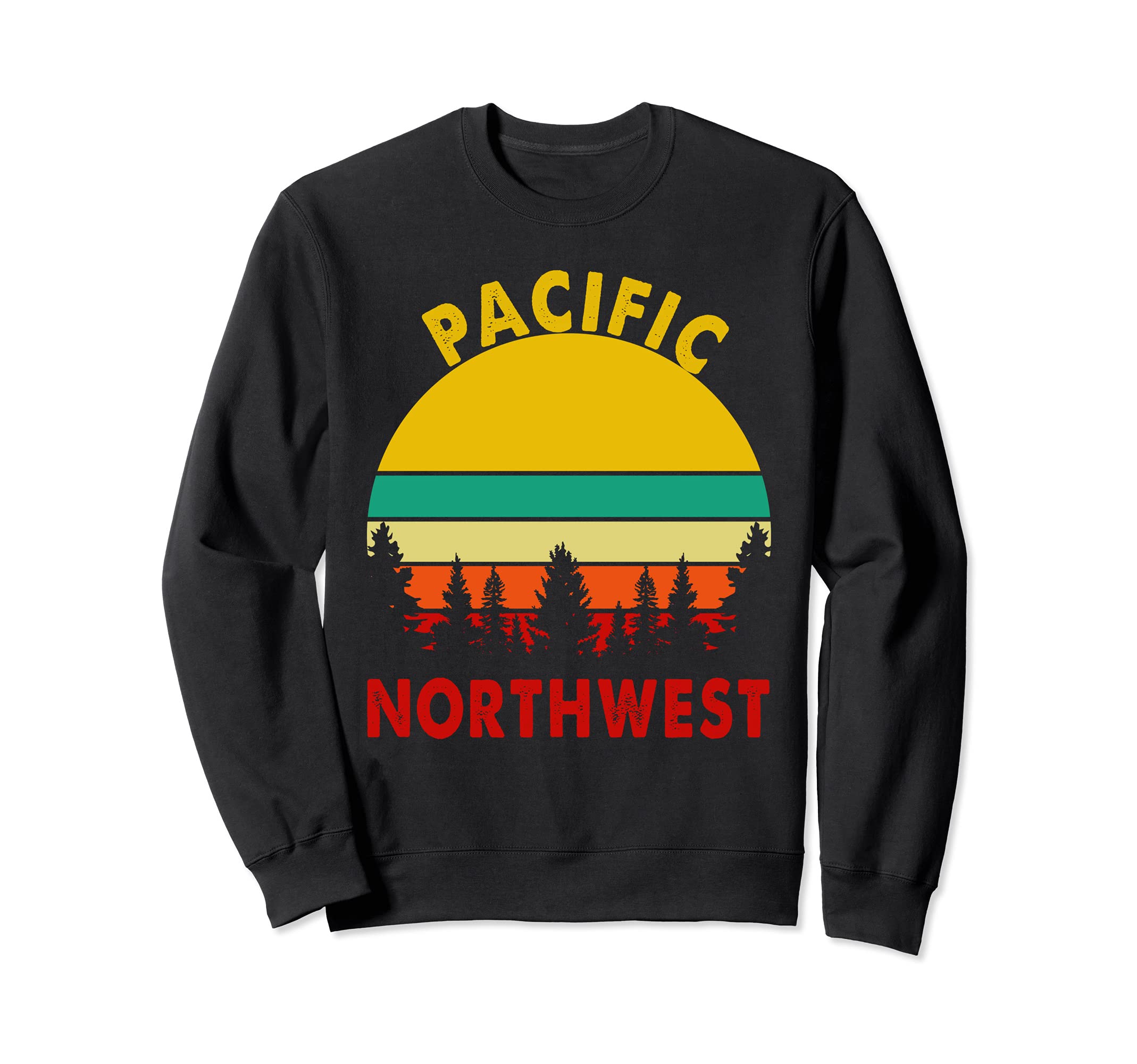 Pacific Northwest Vintage Sunset Forest Hiking Camping Sweatshirt