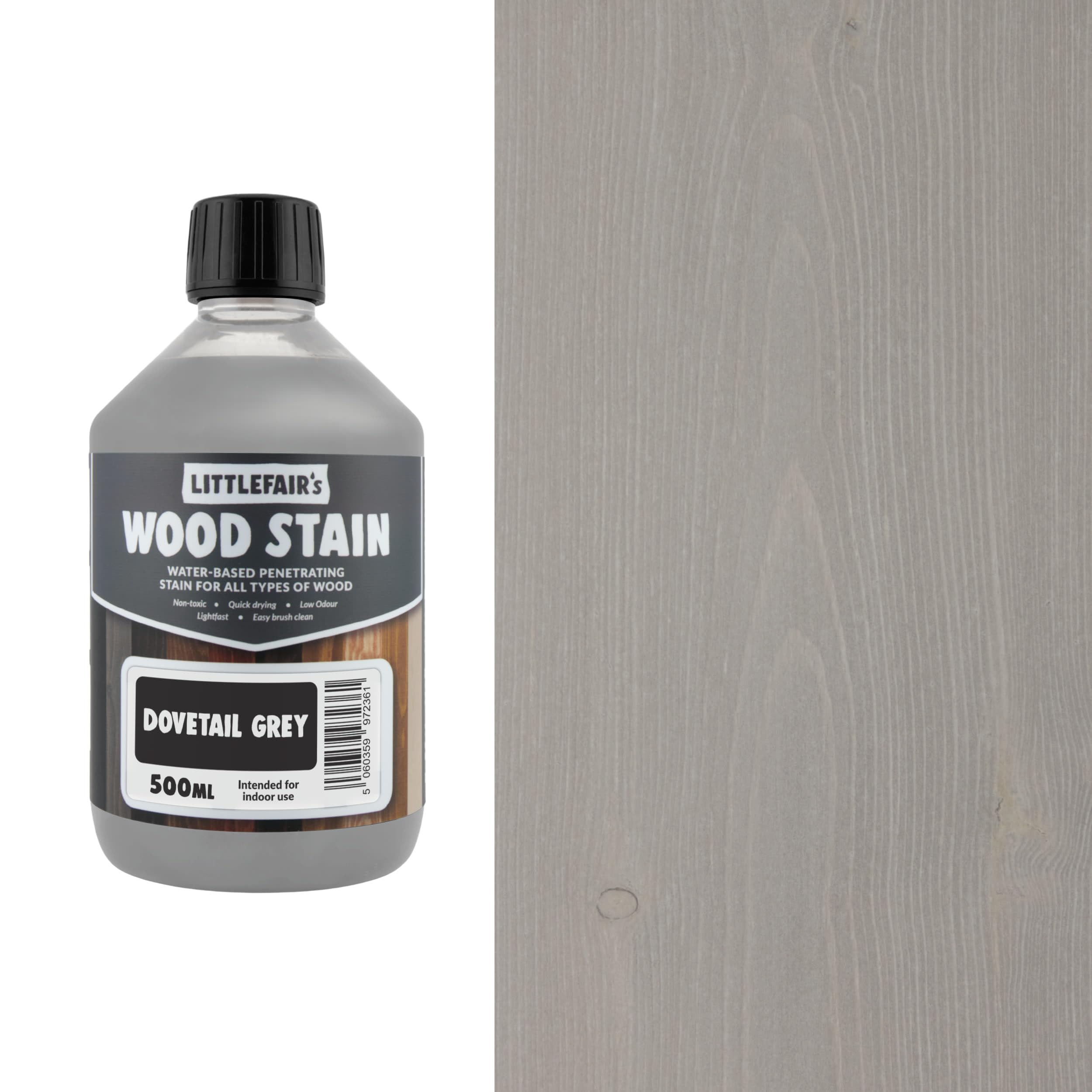 Littlefair's Wood Stain Water-Based - (Dovetail Grey) – Non-Toxic, Eco-Friendly & Quick Drying - Easy-to-Apply, Concentrated Formula for All Wood Types – 500ml