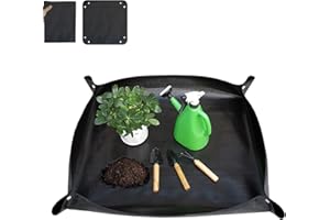 andergi Repotting Mat for Plants, Portable Transplanting and Potting Tray,Potting Soil Mess Control Waterproof Garden Mat,Gardening Gifts for Women, Plant Lover (Black 29.5''X29.5'')